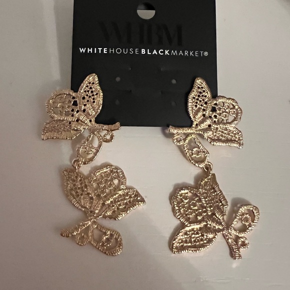 White House black market gold metal lace earrings - Picture 3 of 5